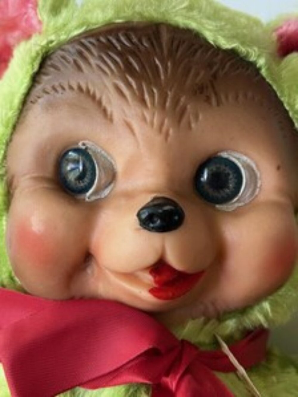 1950/60 Rubber Face Teddy Bear Maker Earler Pullan Toronto, Original Tag, Squeak